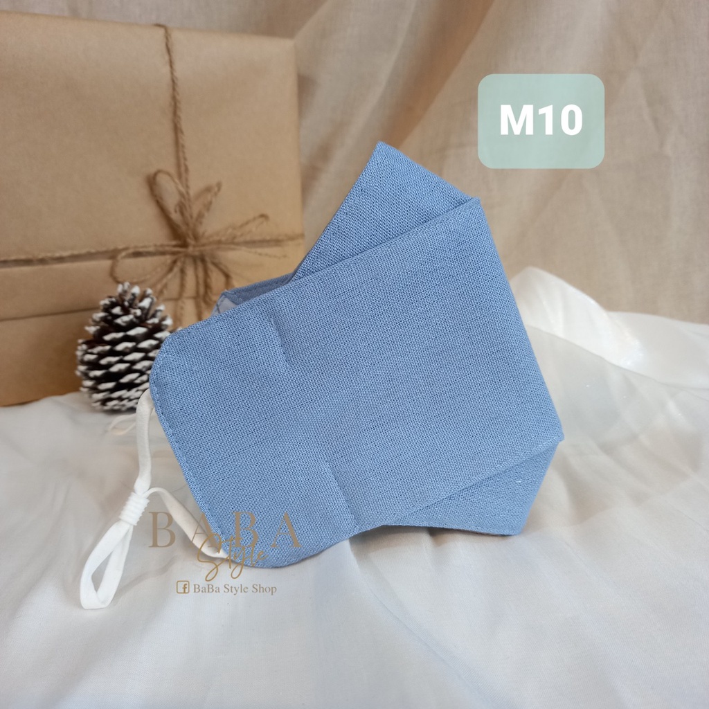 Combo 2 Khẩu Trang Mẹ &amp; Bé Vải Linen Cotton 3D 3 Lớp Đẹp Kháng Khuẩn Đủ Size Mịn Mát Có Nút Chỉnh Tặng Dây Đeo Tai Giả