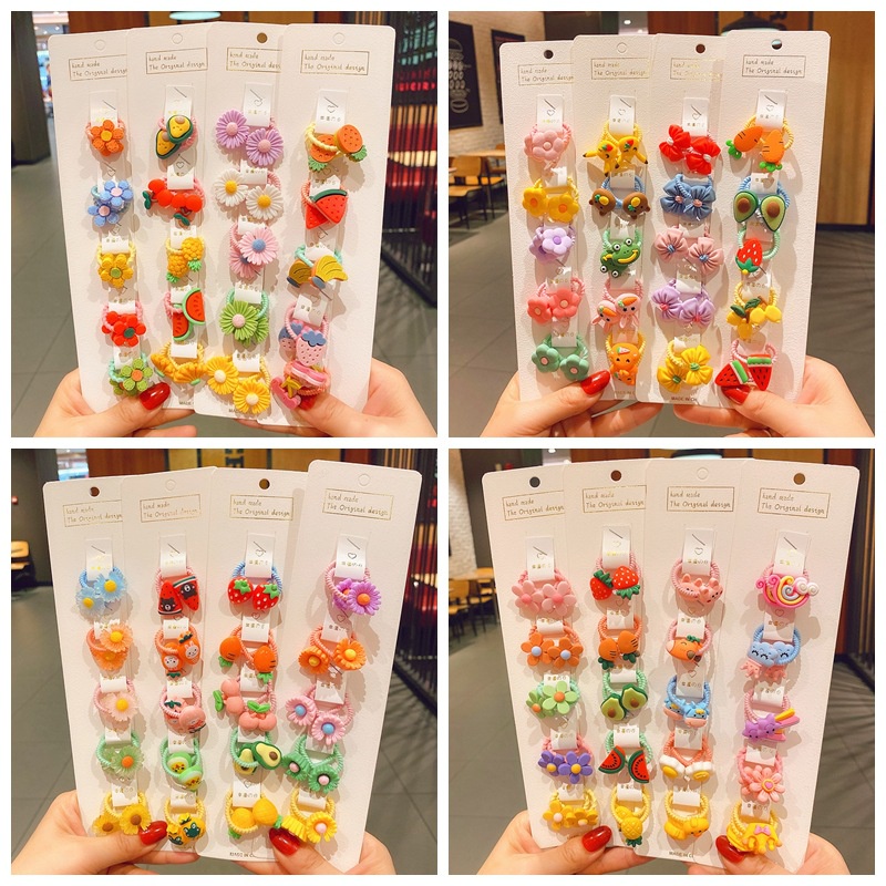 Set 10 Dây Buộc Tóc Co Giãn Đáng Yêu Cho Bé Gái