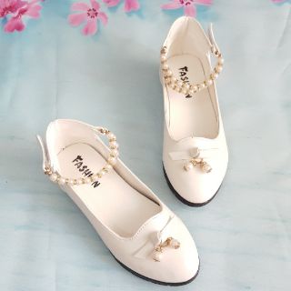 Giày búp bê cao gót ngọc trai