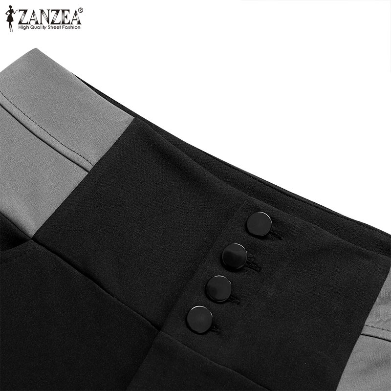 Quần legging ZANZEA lưng cao đính nút thời trang