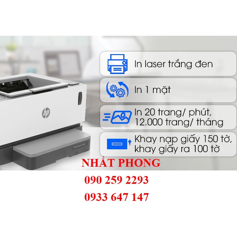 [Mã 267ELSALE hoàn 7% đơn 300K] Máy in HP Neverstop Laser 1000w 4RY23A