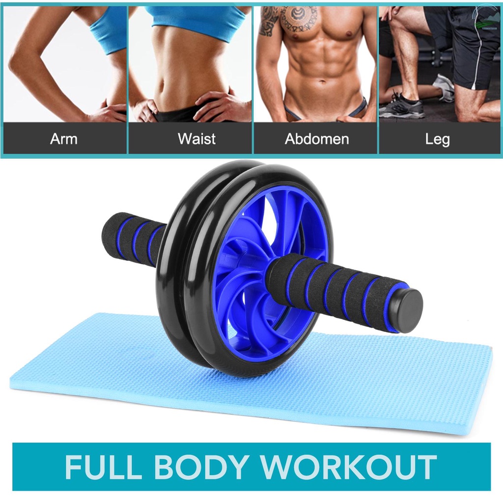 [Stevie]8 PCS Abdominal Roller Wheel Knee Pad Push up Bars Disc Core Slider Jump Rope Hand Gripper Pack Kit for Home Gym Fitness