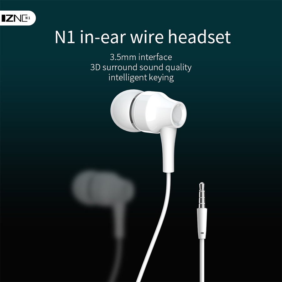 Tai nghe có dây IZNC N1 jack 3.5 tương thích nhiều dòng máy dài 120cm bảo hành 12 tháng