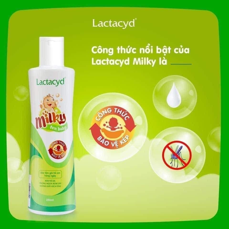 Sữa tắm gội cho bé Lactacyd Milky 250ml _ shop mẹ xíu