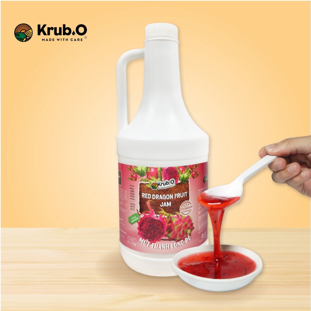 Mứt dâu tây Krub.O làm bánh pha chế trà sữa đồ uống trà hoa quả cà phê chai 2.1kg