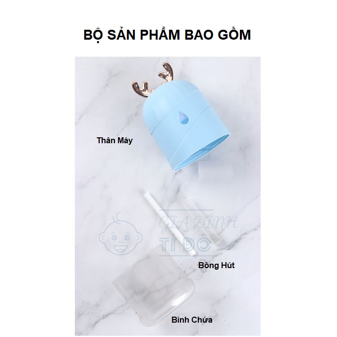 Máy Phun Sương Tạo Độ Ẩm Thế Hệ Mới Dung Tích 220ml Kết Hợp Với Đèn Ngủ Led Đổi Màu Siêu Đẹp Phù Hợp Nhà,Văn Phòng