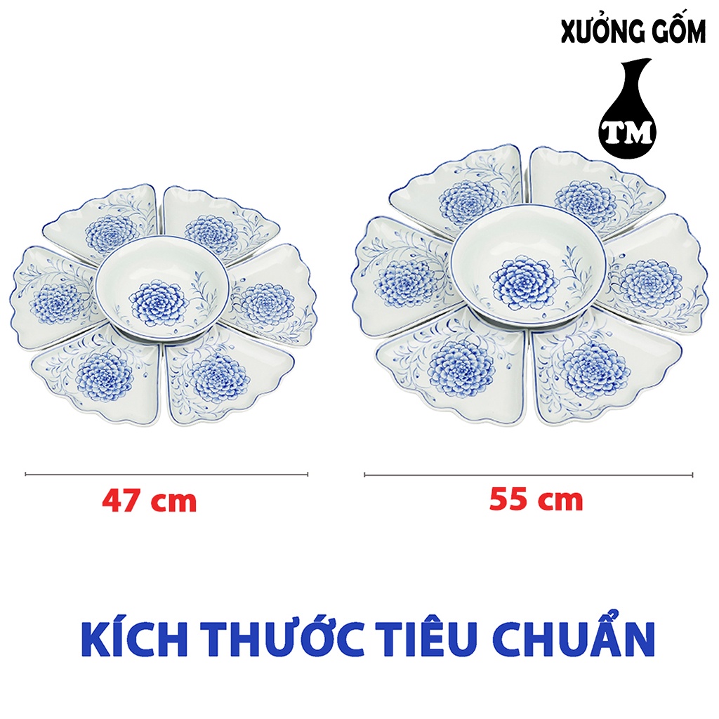 Bộ Đồ Ăn Hoa Mặt Trời Vẽ Hoa Cẩm Tú Cầu - Xưởng Gốm TM