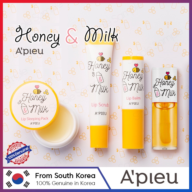 APIEU Honey & Milk Lip Sleeping Pack 6.7g Lip Oil 5g Lip Balm 3.3g Lip Scrub 8ml