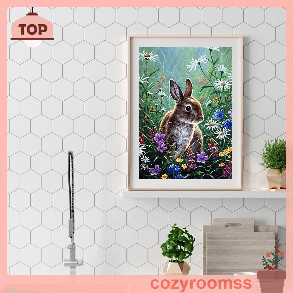 Bộ tranh đính đá 5D DIY toàn bộ hình con thỏ dành cho trang trí nhà cửa làm quà tặng