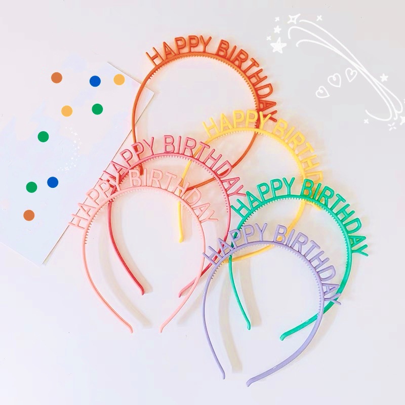 Băng Đô Cài Tóc Họa Tiết Chữ happy birthday Dễ Thương Sáng Tạo