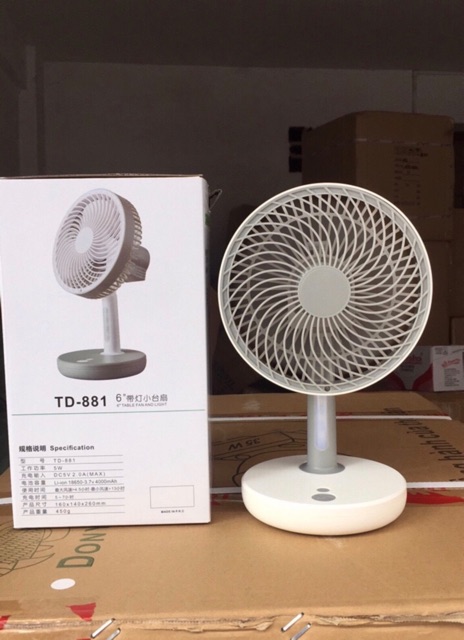 Quạt sạc đèn Led xoay quay TD 881