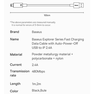 Cáp sạc tự ngắt Lightning Baseus Explorer Series dùng cho iPhone Gen 2