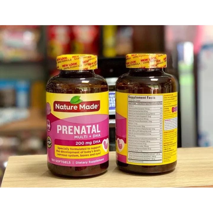 Vitamin bà bầu của Mỹ Nature Made Prenatal DHA 150 viên mẫu mới