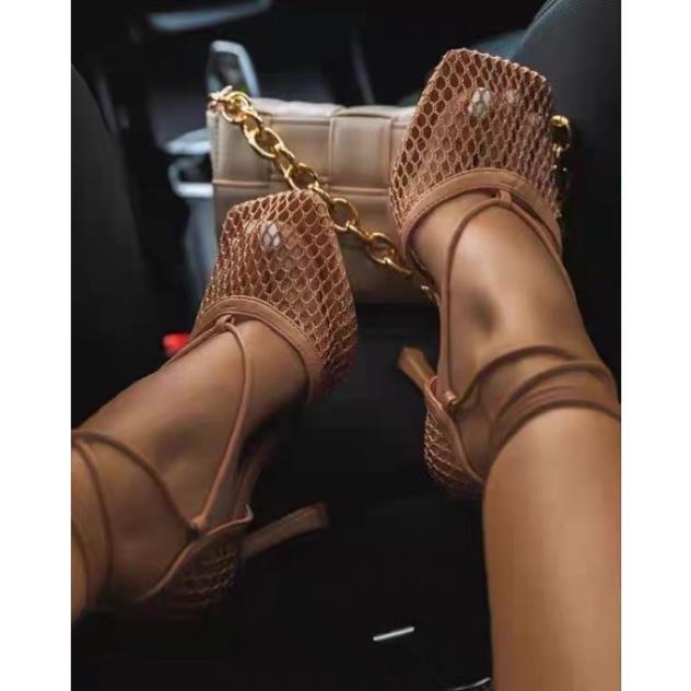 ORDER 🍃 GIÀY LƯỚI CỘT DÂY BÍT MŨI CAO 9cm size 35-42 >
