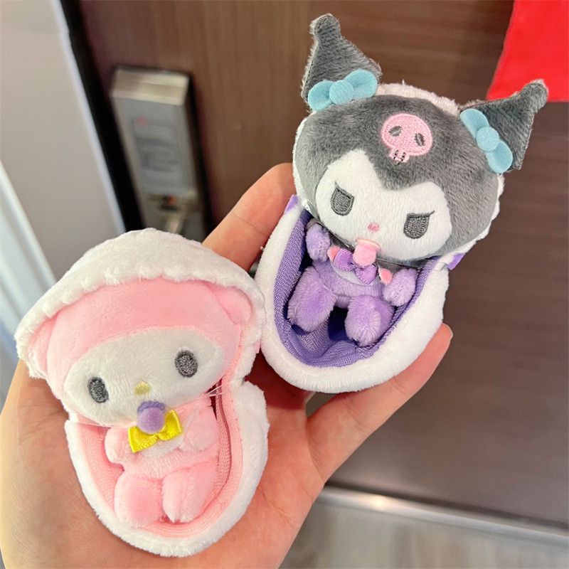 10cm Sanrio carton Kuromi Melody Cinnamoroll Nipple Baby Cradle Cute Plush Pendant girl gift