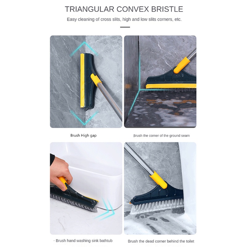 Bàn Chải Lông Cứng Cán Dài 2 Trong 1 Vệ Sinh Sàn Nhà Tắm