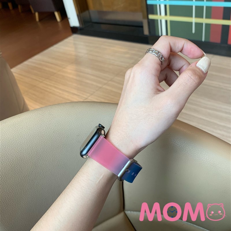 Dây Đeo Đồng Hồ Thay Thế Bằng Silicon Màu Gradient Cho Smart Watch 7 6 5 4 3 Se 45mm 44mm 41mm 40mm