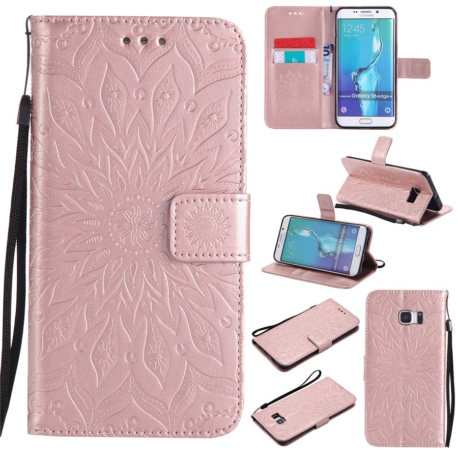 Ốp lưng nắp gập dập hình hoa nổi vintage cho Samsung S6/S6 Edge/S6 Edge Plus | BigBuy360 - bigbuy360.vn