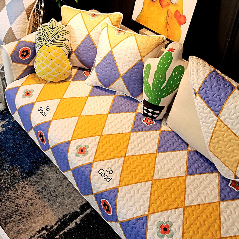 Vỏ bọc đệm ghế sofa vải cotton không trượt họa tiết dễ thương hiện đại