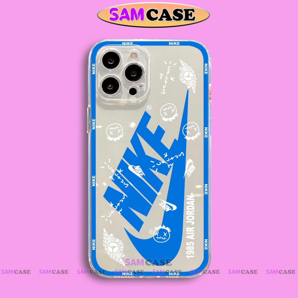 Ốp lưng iPhone Nike chống sốc cạnh viền vuông Silicon trong suốt cho iphone 6/6s/7/8/X/XS/11/12/13/14 Pro Plus Max