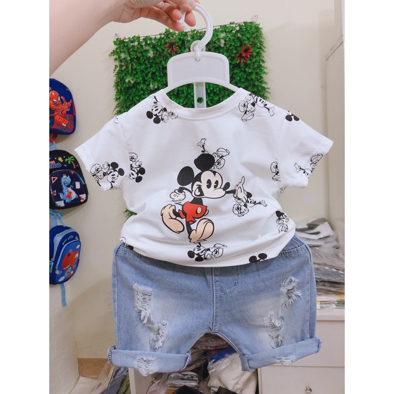 Set bộ micky quần bò cho bé trai