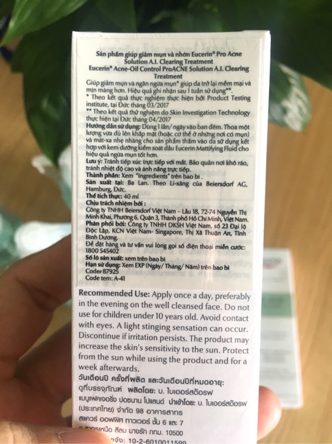 TINH CHẤT GIẢM VÀ NGĂN NGỪA MỤN PROACNE SOLUTION AI CLEARING TREATMENT