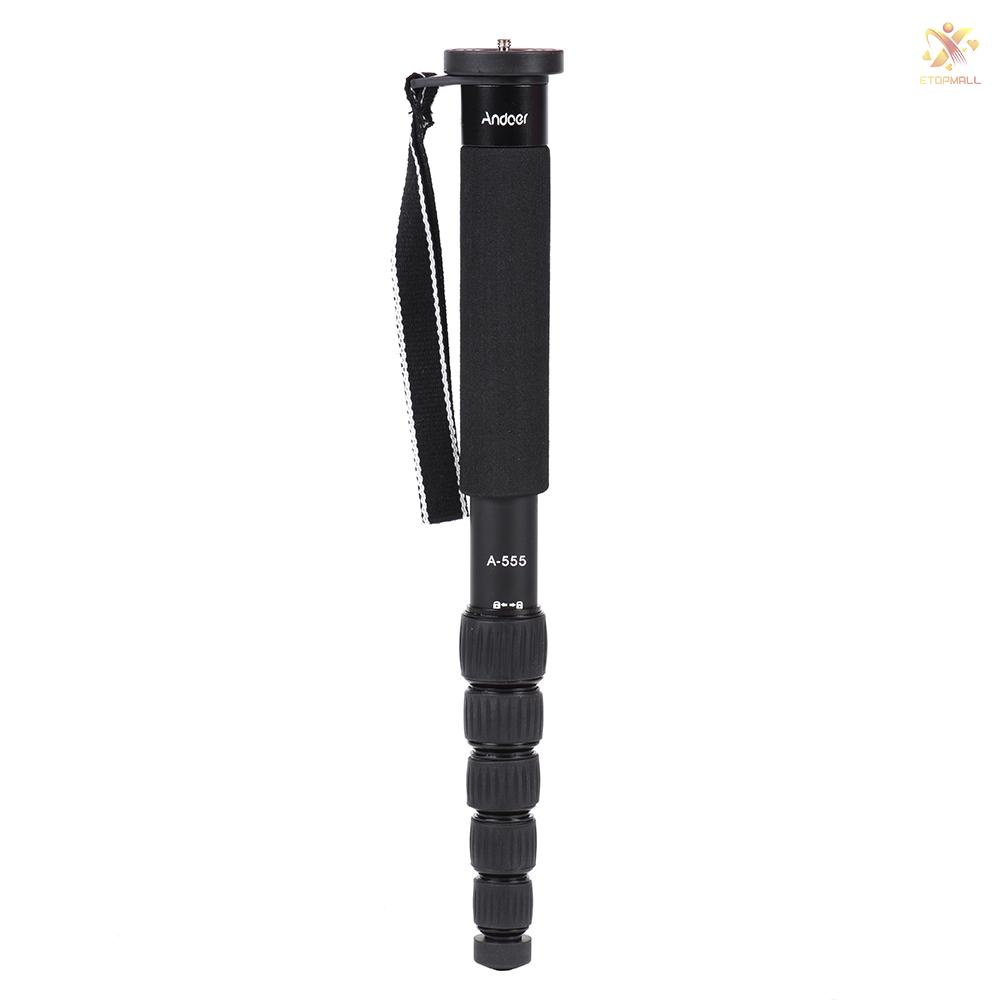 ET Andoer A-555 6-Section Compact Portable Photography Aluminum Alloy Monopod Unipod Stick for    Pentax Camera Max. Load 10kg / 22lbs