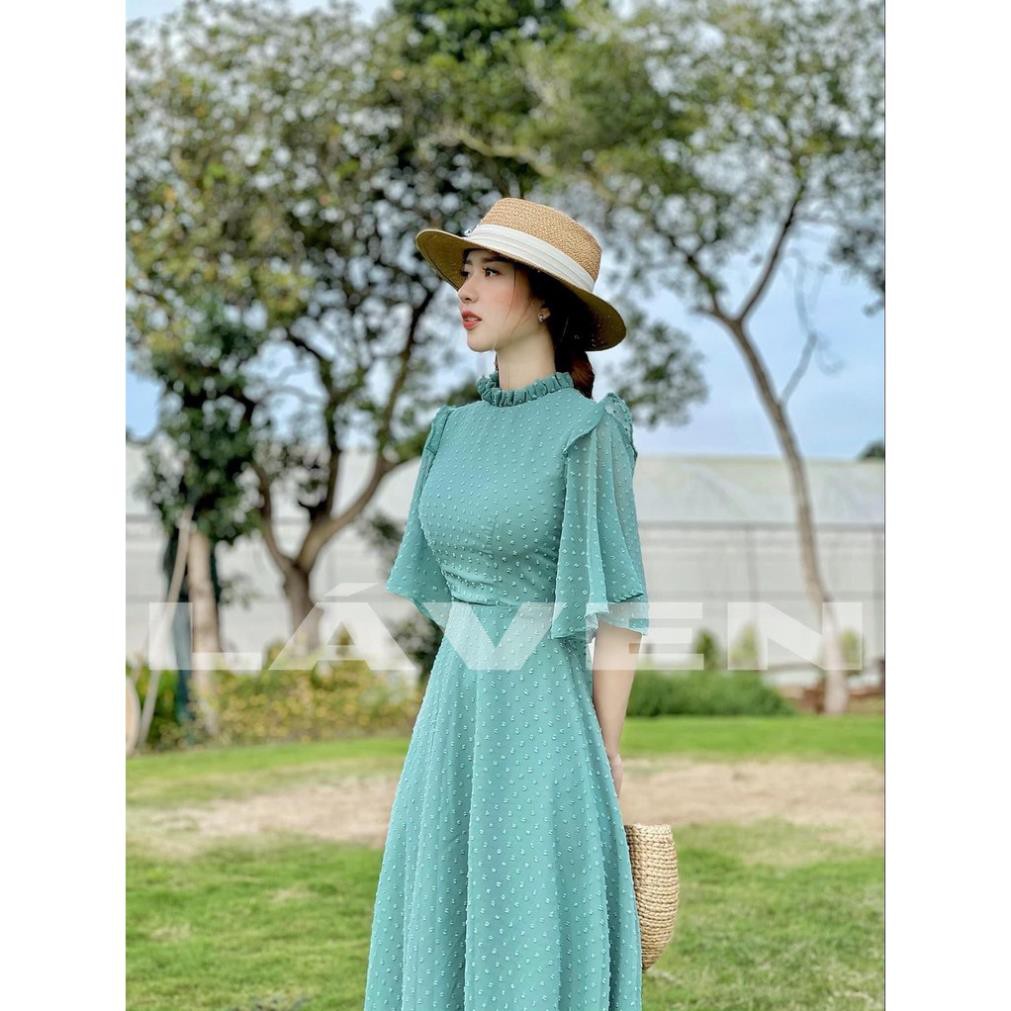 Đầm maxi voan hạt nổi hở lưng dáng xòe tay cánh tiên-đầm hở lưng | BigBuy360 - bigbuy360.vn