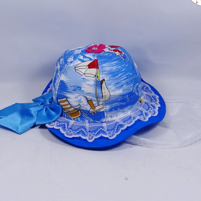 Nón trẻ em hình thú cho bé nữ chất liệu cotton thoáng mát, có khăn trùm mặt giùm bé tránh nắng và bụi bẩn khi ra đường