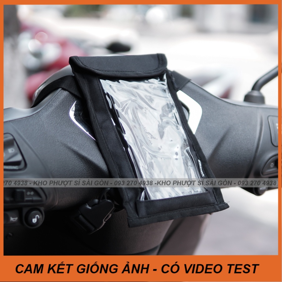Túi treo MINI đầu xe máy chạy Grab - Grap - Shipper cảm ứng được điện thoại treo ghidông xe