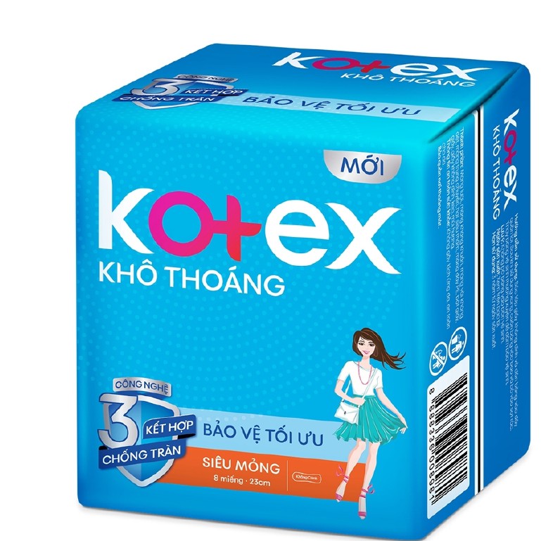 Băng vệ sinh Kotex khô thoáng siêu mỏng 23cm (8 miếng)