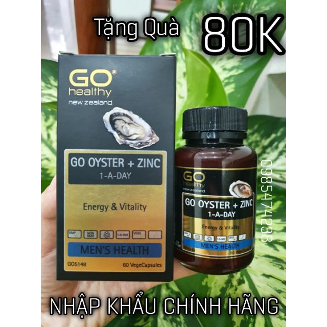 (BẢO HÀNH CHÍNH HÃNG) Tinh chất hàu New Zealand- Go Oyster Plus ZinC- Go Oyster + ZinC ( Hộp 60 viên)