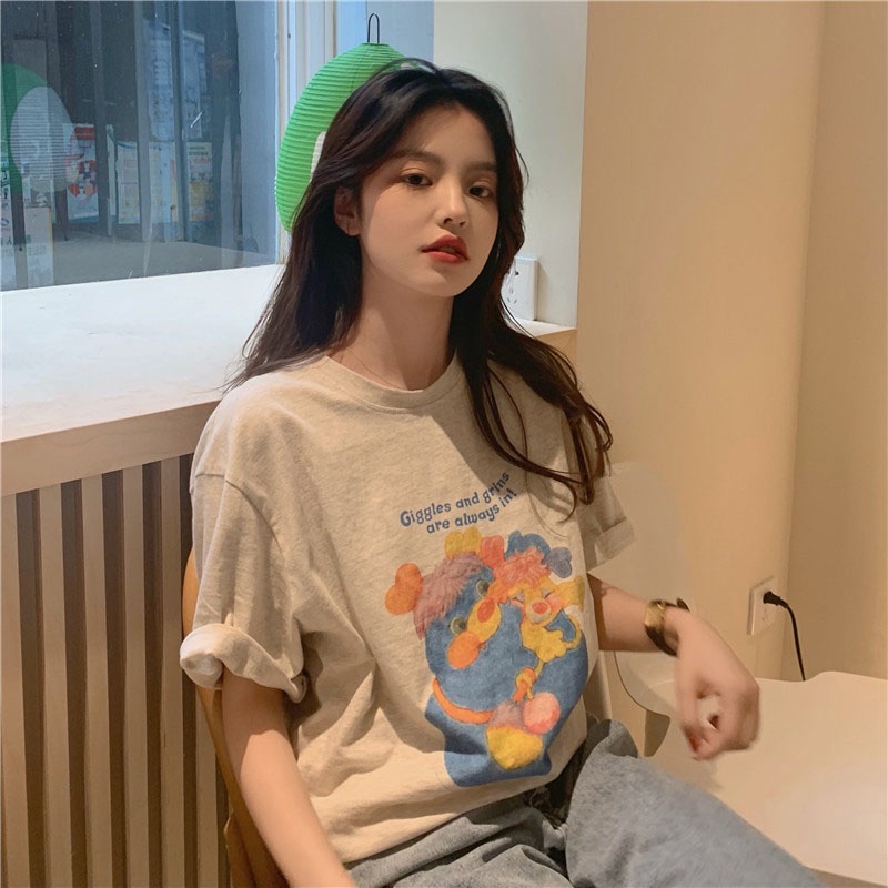 NRVP Áo Thun Nữ Tay Ngắn In Hình Phong Cách Hàn Quốc Thời Trang Mùa Hè 2022