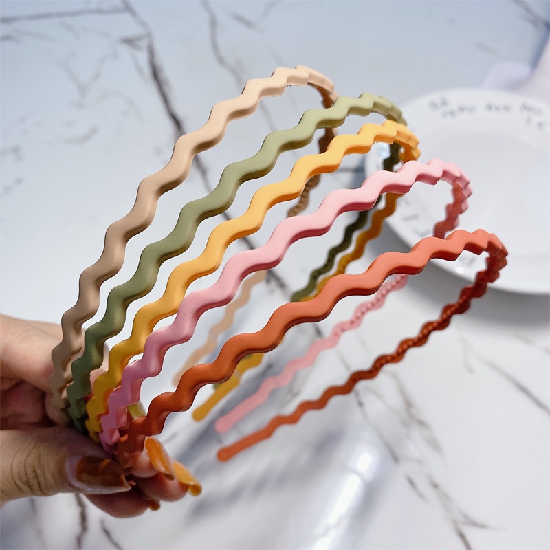 Băng Đô Cài Tóc Răng Cưa Gợn Sóng Chống Trượt Màu Sắc Ngọt Ngào Cho Nữ