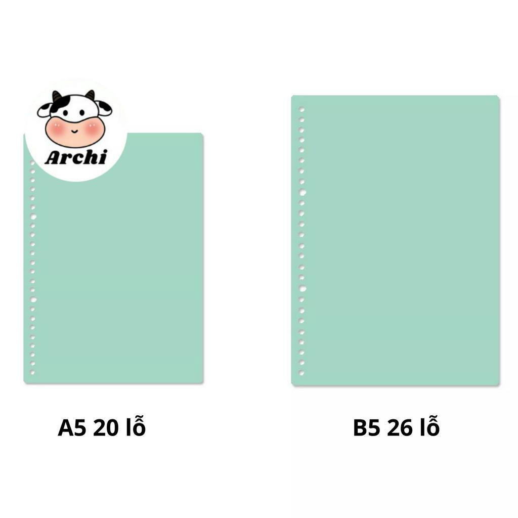 Bìa còng, bìa lá rời B5 A5 Bìa Nhựa đã đục lỗ dày 0.65mm làm sổ caro bullet journal