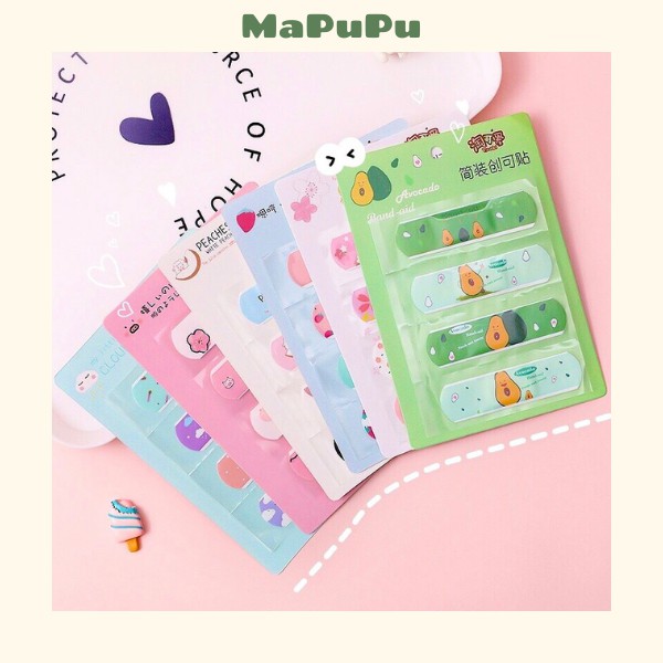 Băng keo cá nhân dễ thương urgo cute dán vết thương hoạ tiết hoạt hình chống thấm nước set 4 miếng Mapupu