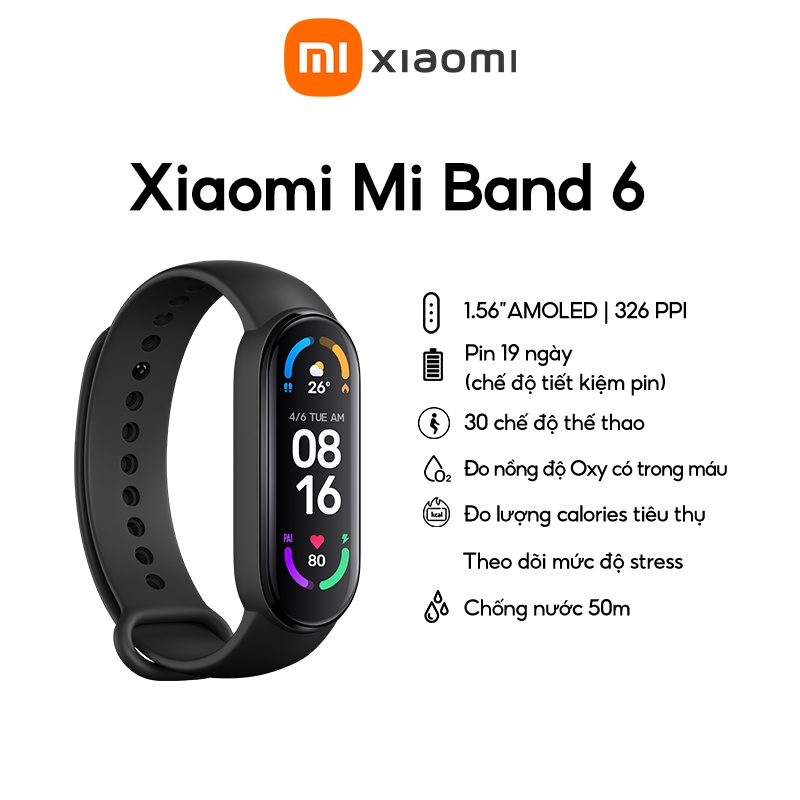 Vòng đeo tay thông minh Xiaomi Mi Band 6 | HÀNG CHÍNH HÃNG | BẢO HÀNH 12 THÁNG