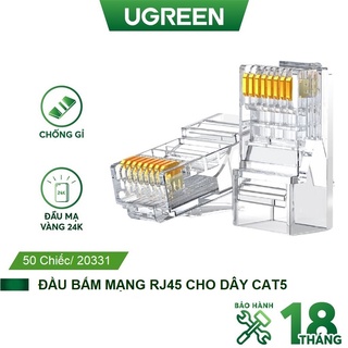 Hộp 50 chiếc hạt mạng RJ45 cho dây cat5 chân đồng mạ vàng Ugreen 20331 - Hàng Chính Hãng