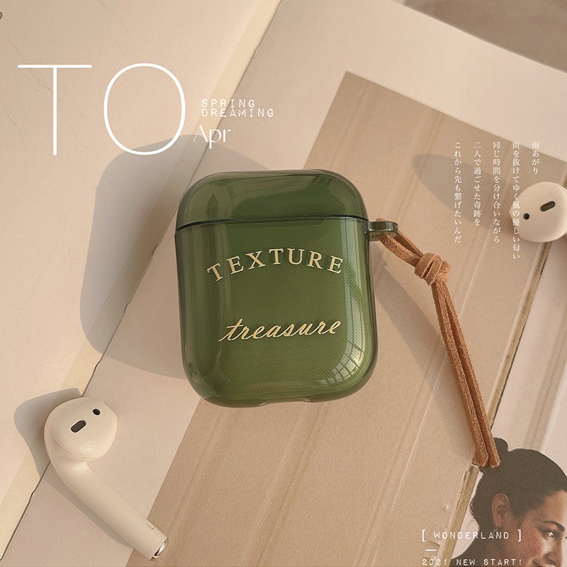 AoxingVỏ Bảo Vệ Hộp Sạc Tai Nghe Bluetooth Apple Airpods 1 2 Pro Bằng TPU Mềm Trong Suốt Hình Hoa Tulip Màu Xanh Lá