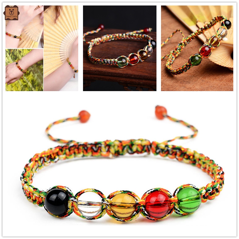 1 vòng tay dây thừng nhiều màu sắc phong cách Tây Tạng cho nữ