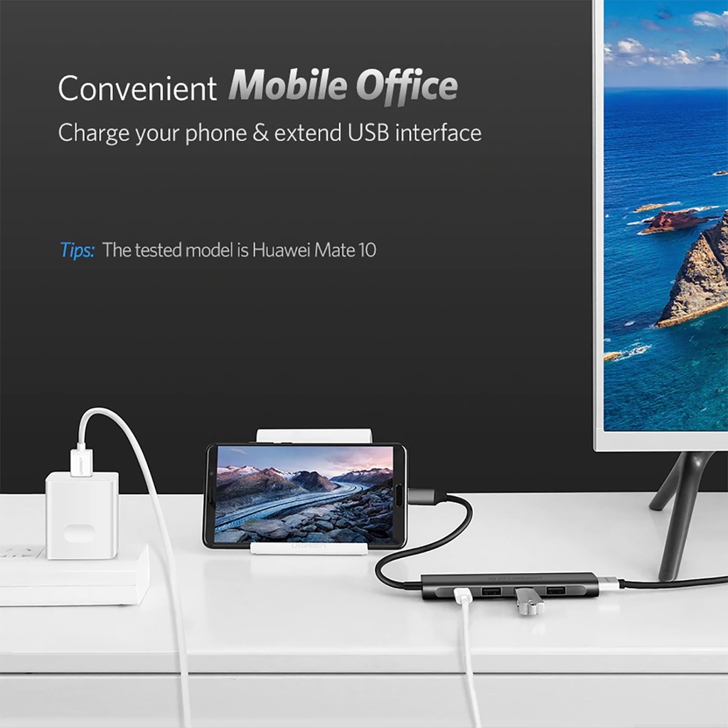 HUB USB type-C sang HDMI/ Hub USB 3.0 Cổng Sạc USB Type C UGREEN 50209 Chính hãng - Bộ Chia USB type C 5in1