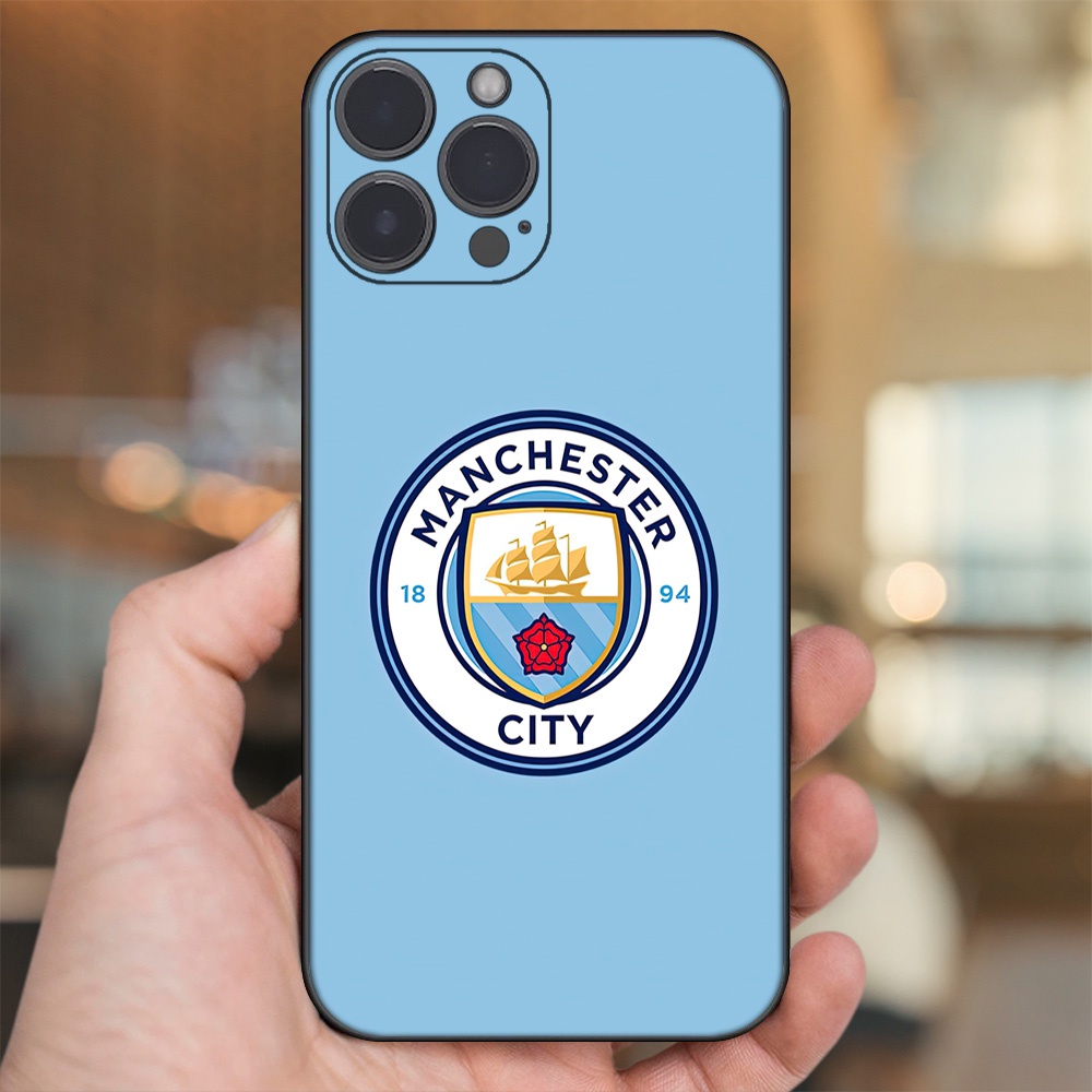 Ốp lưng iPhone 13 Pro Max dẻo đen cạnh vuông in hình Manchester City MC