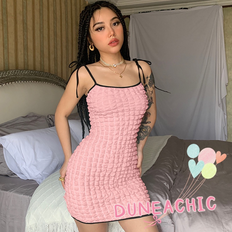 DUNEA Đầm hai dây ôm dáng hở lưng gợi cảm thời trang cho nữ