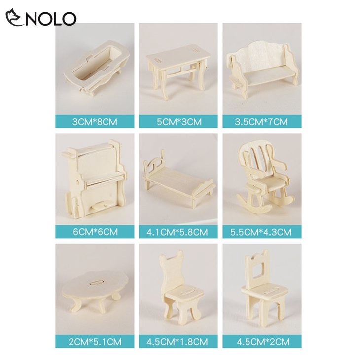 Bộ Ghép Hình Nội Thất 3D Mini Gồm 184 Chi Tiết Tạo Được 34 Mô Hình Chất Liệu Bằng Gỗ Nhân Tạo Phù Hợp Cho Trẻ Từ 8 Tuổi