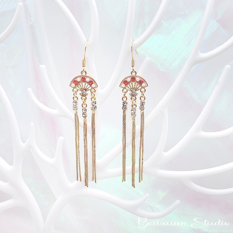 Bông Tai Tua Rua Hình Chữ Happy New Year Phong Cách Trung Hoa Cổ Điển Thời Trang