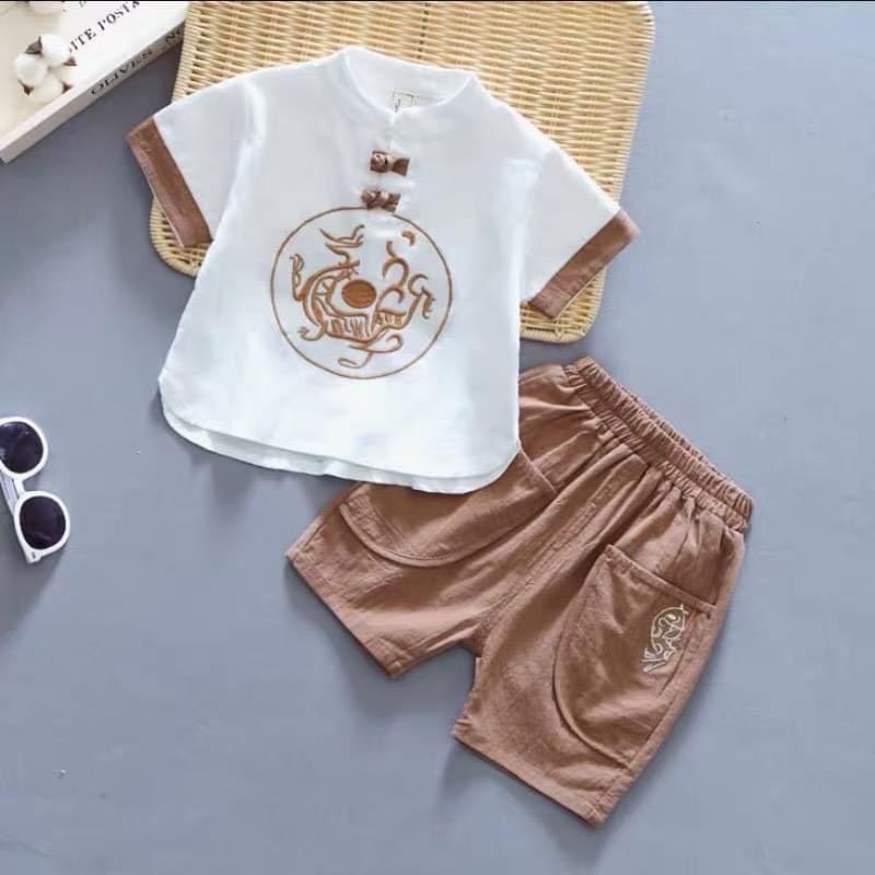 Bộ Đũi Cộc Tay Pos Chất Vải Thoáng Mát Thấm Hút Mồ Hôi Cho Bé Trai Bé Gái Từ 6Kg Đến 28Kg Thời Trang Trẻ Em Tin Store