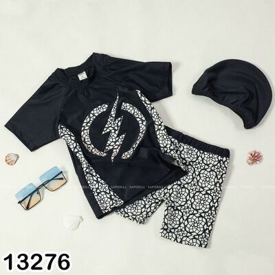 BỘ BƠI TAY NGẮN KÈM NÓN CHO BÉ TRAI 9-22KG