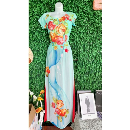 Thanh lý bộ áo dài voan hoa em dưới 68cm kèm quần