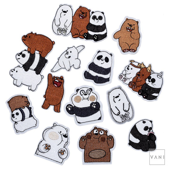 Patch Ủi Áo Hình Chú Gấu Đáng Yêu Sticker Logo Cho Quần Áo