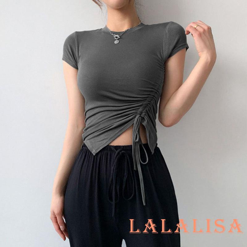 Áo Crop Top Tay Ngắn Cổ Thuyền Màu Sắc Đơn Giản Dành Cho Nữ | BigBuy360 - bigbuy360.vn